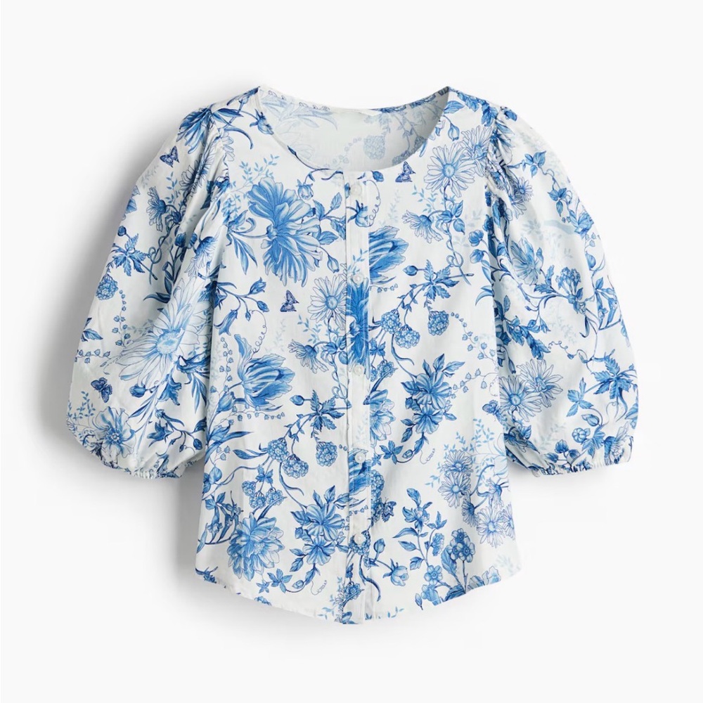 H&M Blue Floral Blouse